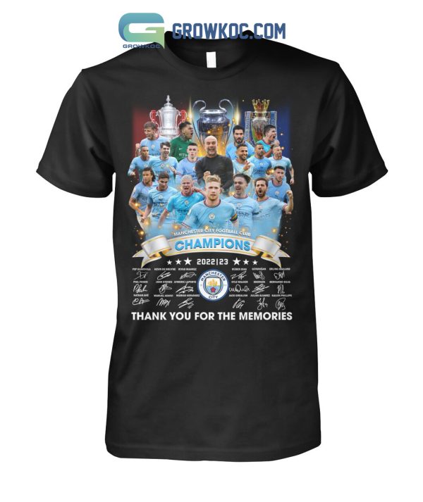 Manchester City Champions 3 In Row 2022 2023 League T Shirt