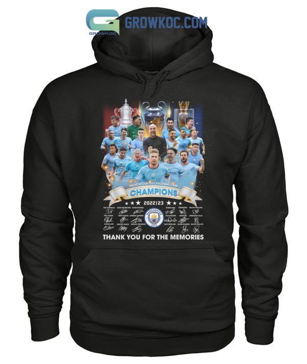 Manchester City Champions 3 In Row 2022 2023 League T Shirt