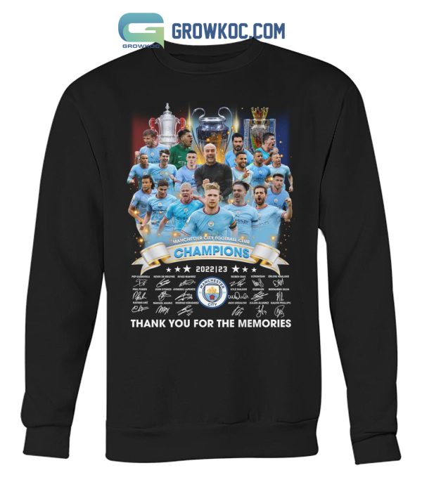 Manchester City Champions 3 In Row 2022 2023 League T Shirt