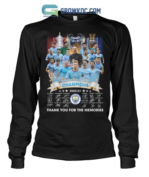 Manchester City Champions 3 In Row 2022 2023 League T Shirt