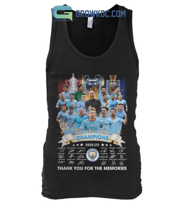 Manchester City Champions 3 In Row 2022 2023 League T Shirt