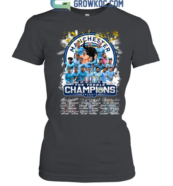 Manchester City The Treble Champions Winners The Citizens Blue T Shirt