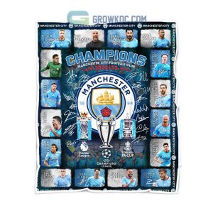 Man City FC Champions 2023 The Treble Greatest Team Ever Fleece Blanket Quilt