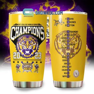 Men's College World Series Champions 2023 LSU Tigers Gold Design Tumbler