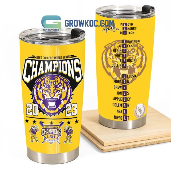 Men’s College World Series Champions 2023 LSU Tigers Gold Design Tumbler