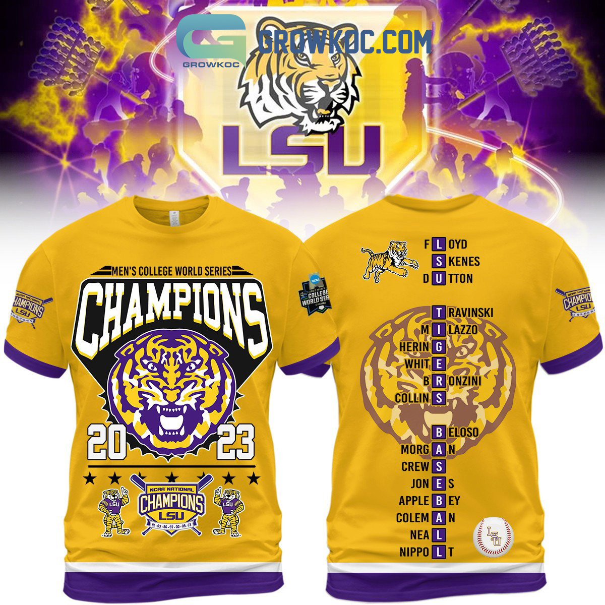 Men's College World Series Champions 2023 LSU Tigers Hoodie T Shirt