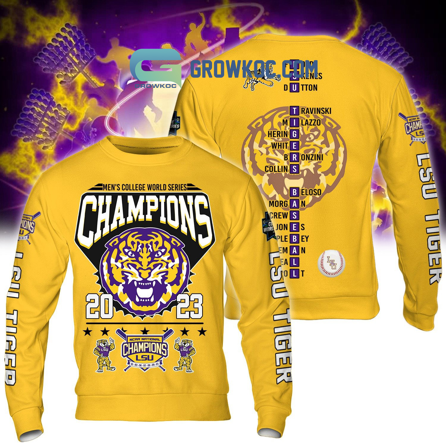 Men's College World Series Champions 2023 LSU Tigers Hoodie T Shirt