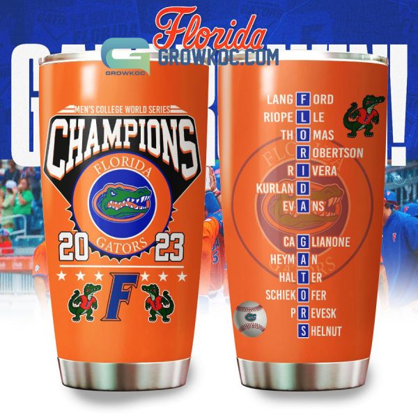 Men’s College World Series Champions Florida Gators 2023 Orange Design Tumbler