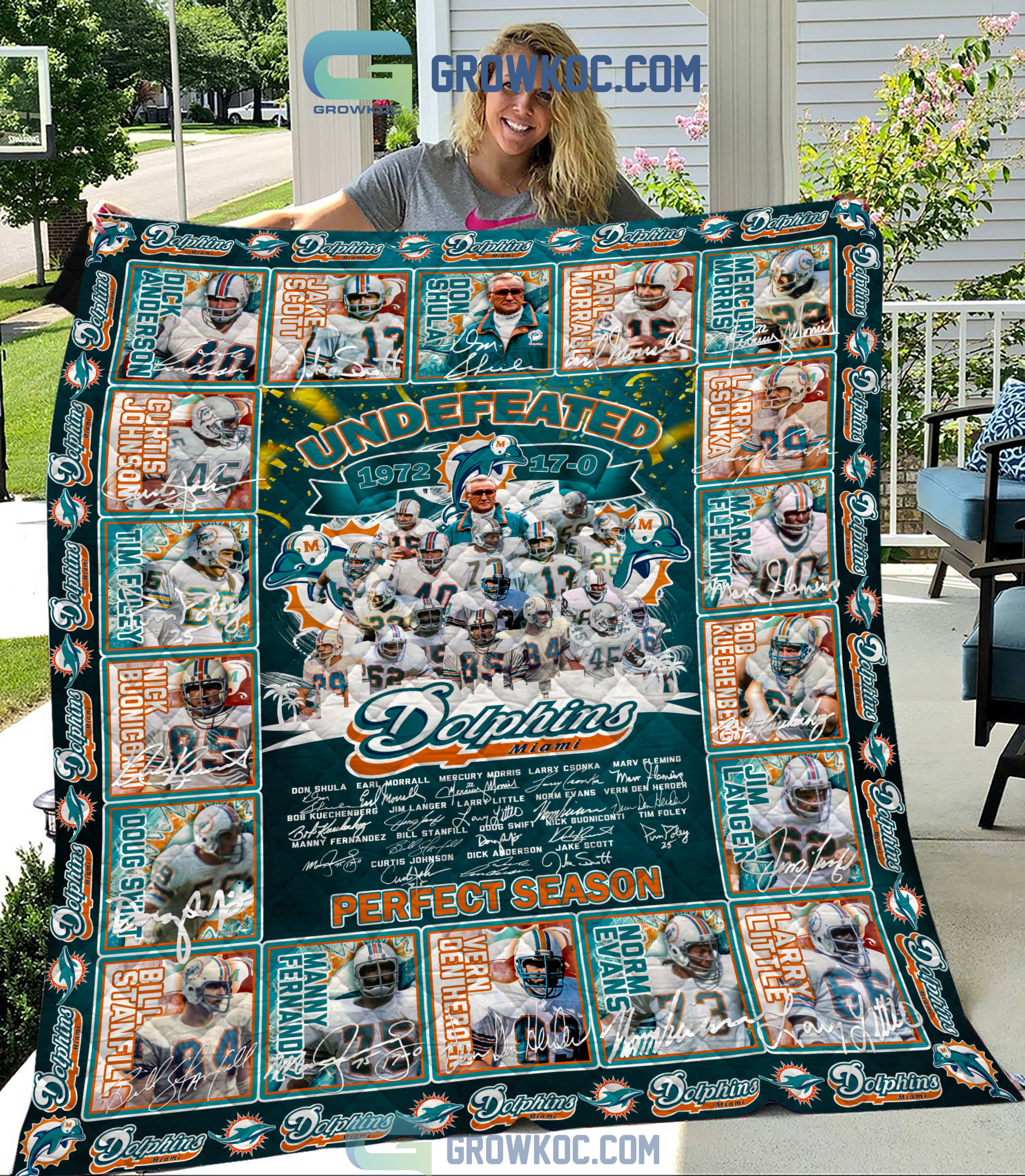 Miami Dolphins NFL Undefeated Perfect Season 1972 Fleece Blanket Quilt