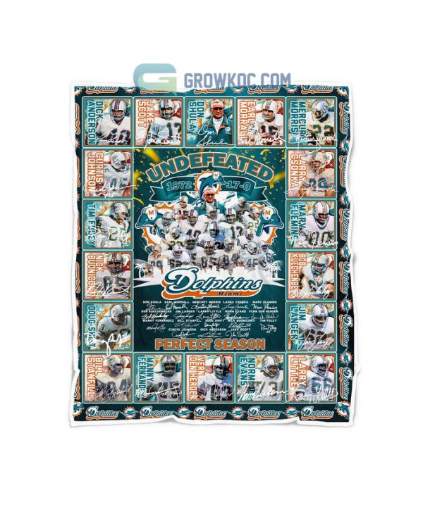 Miami Dolphins NFL Undefeated Perfect Season 1972 Fleece Blanket Quilt