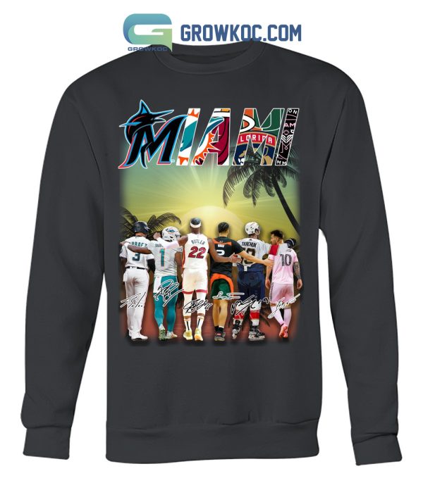 Miami Heat Panthers Dolphins Marlins and Inter Miami With Leo Messi T Shirt