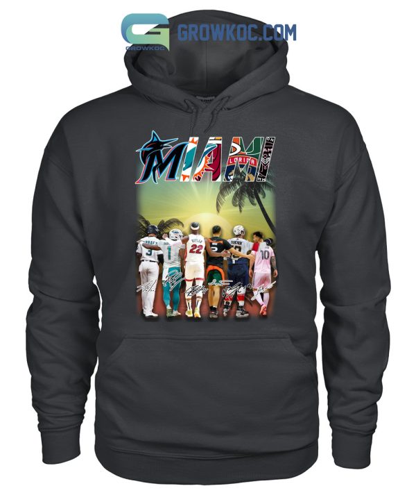 Miami Heat Panthers Dolphins Marlins and Inter Miami With Leo Messi T Shirt