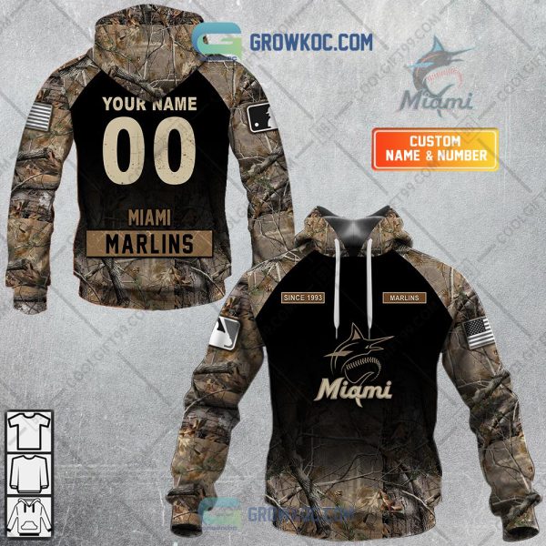 Miami Marlins MLB Personalized Hunting Camouflage Hoodie T Shirt