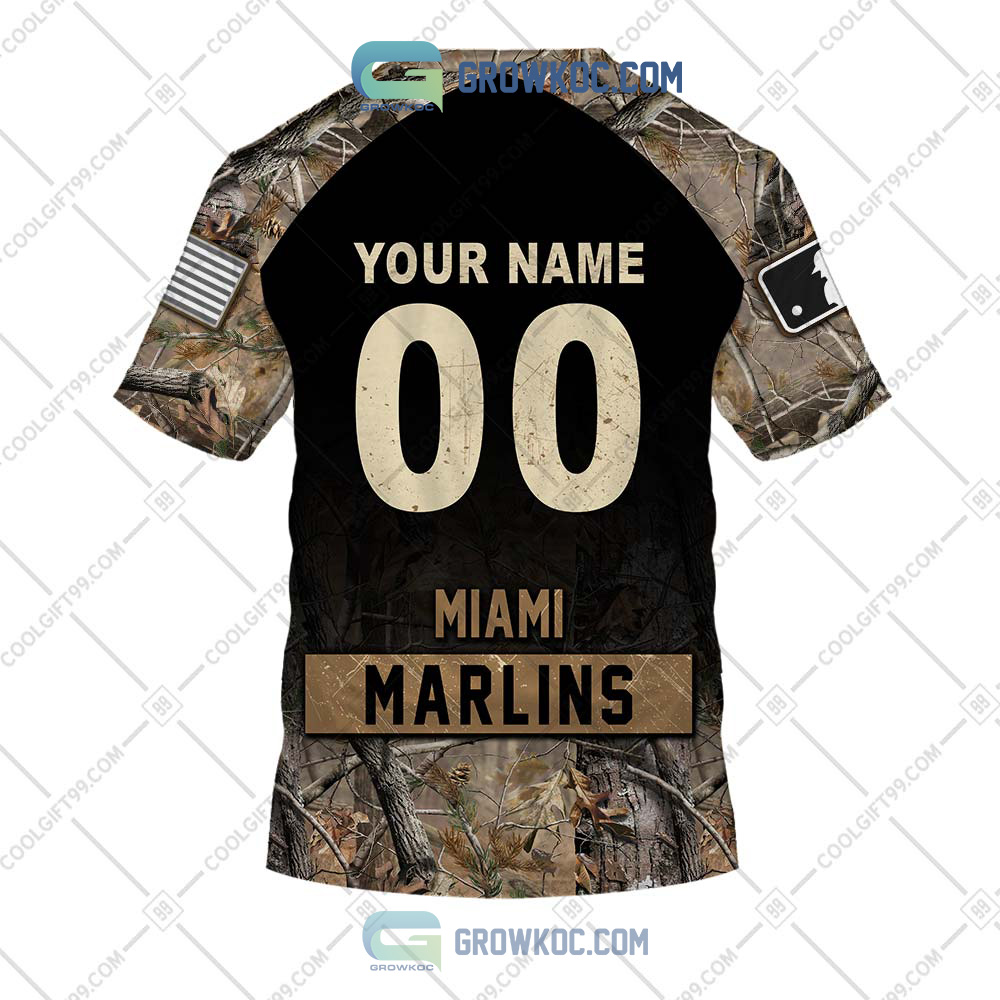 Miami Marlins MLB Personalized Hunting Camouflage Hoodie T Shirt