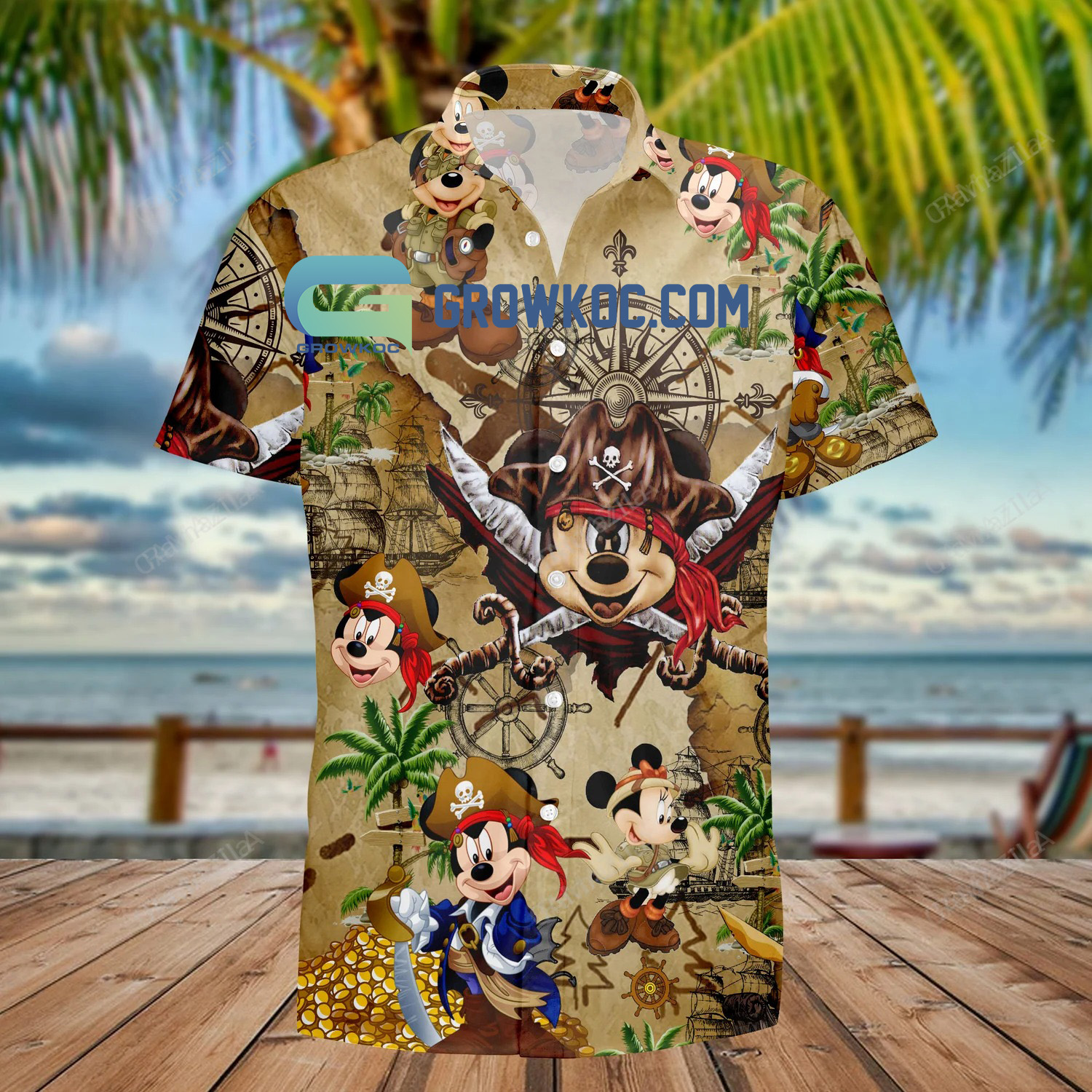 Mickey Mouse Walt Disney Pirates King Hawaiian Shirt - Growkoc