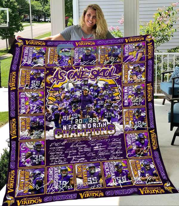 Minnesota Vikings NFC North Champions 2022 As One Skol Fleece Blanket Quilt