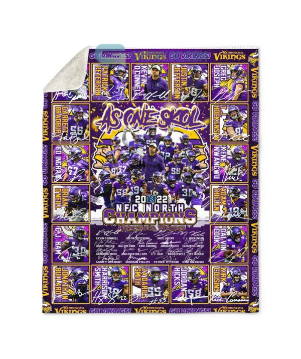 Minnesota Vikings NFC North Champions 2022 As One Skol Fleece Blanket Quilt