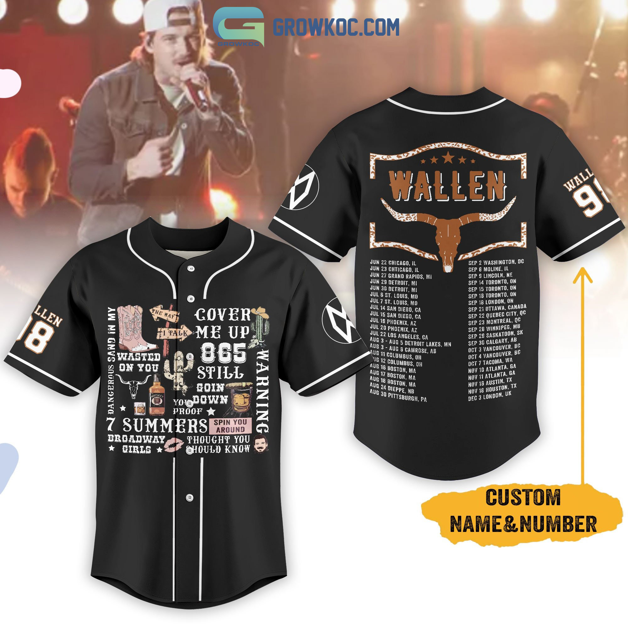 Morgan Wallen Cover Me Up World Tour 2023 Personalized Baseball Jersey