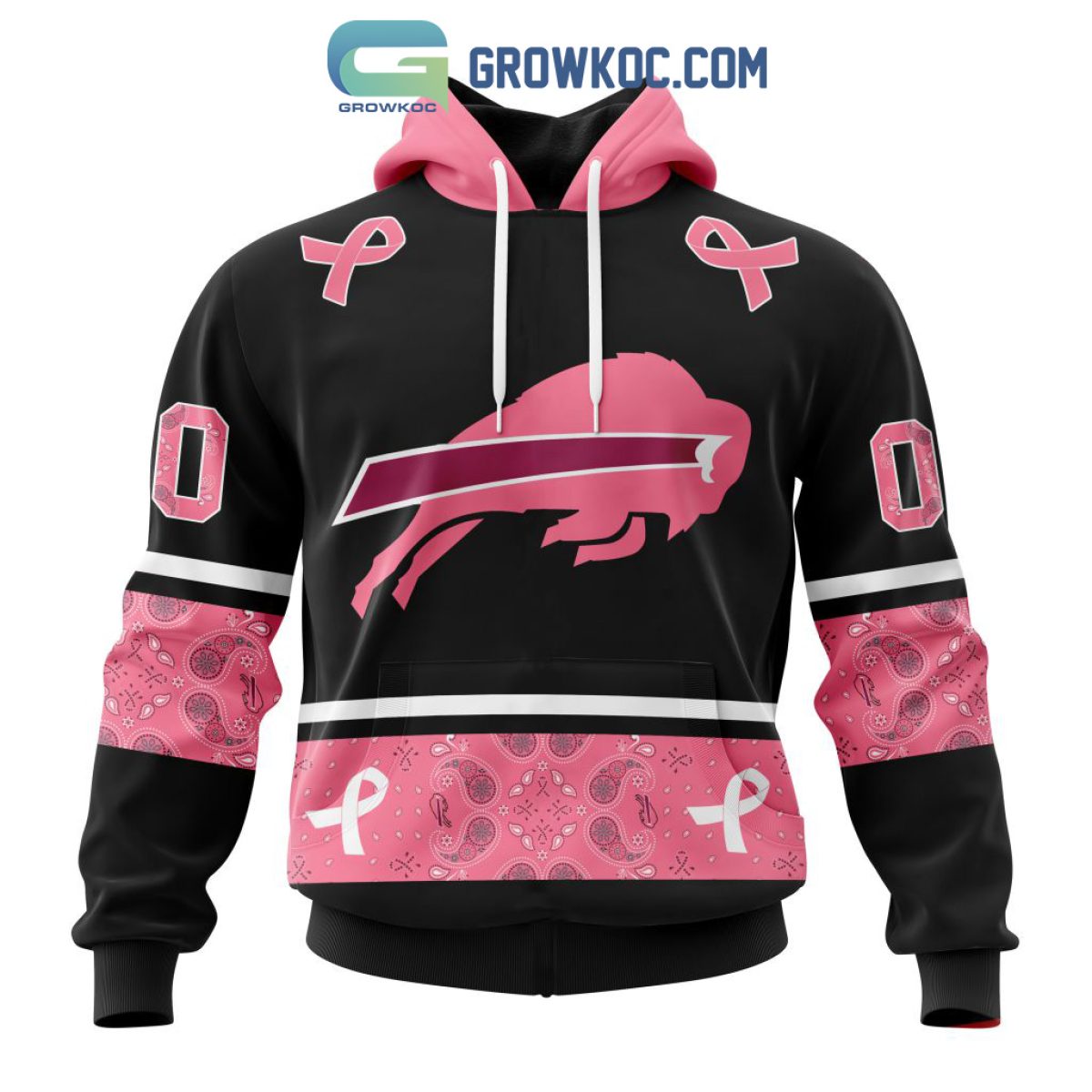 NFL Buffalo Bills Personalized Special Design Paisley Design We Wear Pink  Breast Cancer Hoodie T Shirt - Growkoc
