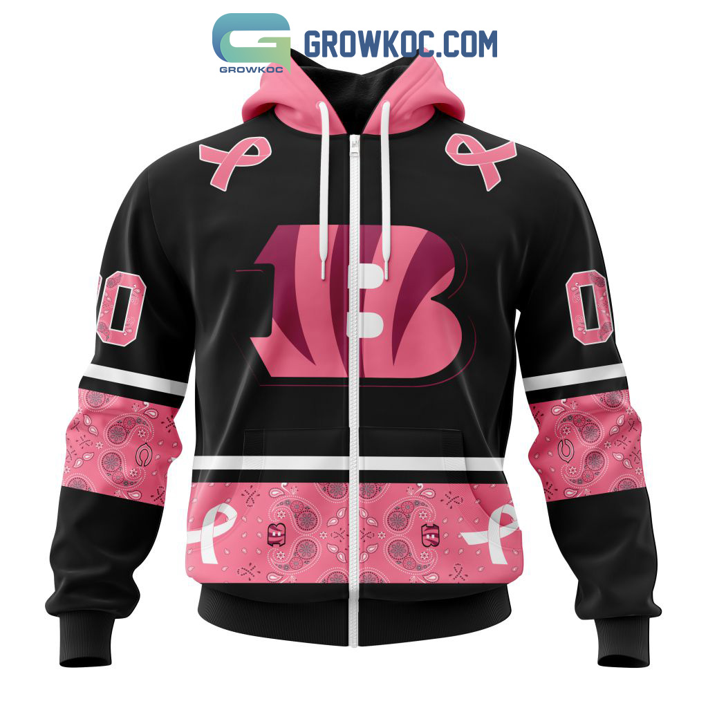 NFL Cincinnati Bengals Personalized Special Design Paisley Design We Wear Pink Breast Cancer Hoodie T Shirt