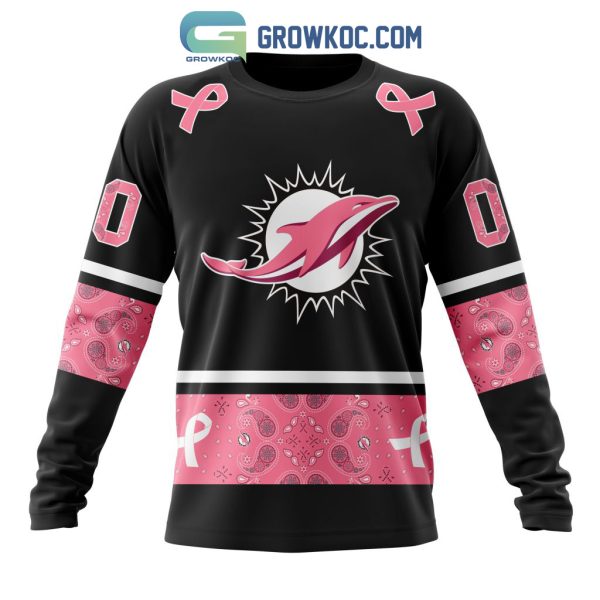 NFL Miami Dolphins Personalized Special Design Paisley Design We Wear Pink Breast Cancer Hoodie T Shirt