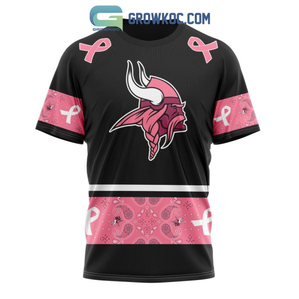 NFL Minnesota Vikings Personalized Special Design Paisley Design We Wear Pink Breast Cancer Hoodie T Shirt