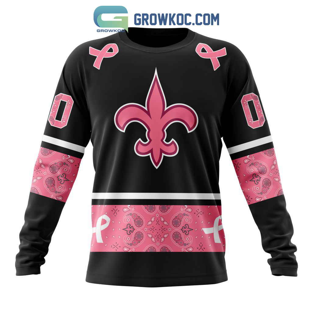 NFL New Orleans Saints Personalized Special Design Paisley Design We Wear  Pink Breast Cancer Hoodie T Shirt - Growkoc