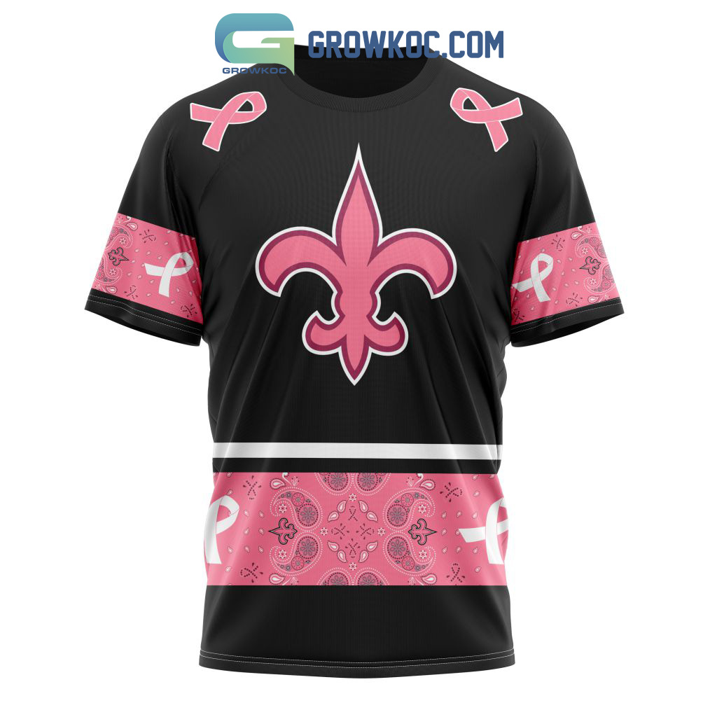 NFL New Orleans Saints Personalized Special Design Paisley Design We Wear Pink Breast Cancer Hoodie T Shirt