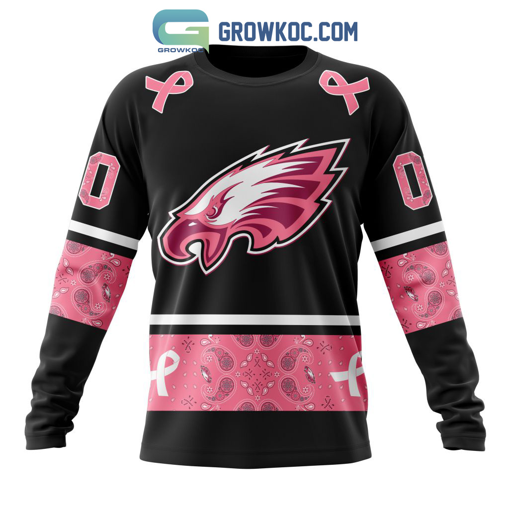 NFL Philadelphia Eagles Personalized Special Design Paisley Design We Wear Pink Breast Cancer Hoodie T Shirt