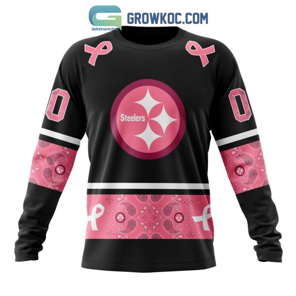 NFL Pittsburgh Steelers Personalized Special Design Paisley Design We Wear Pink Breast Cancer Hoodie T Shirt