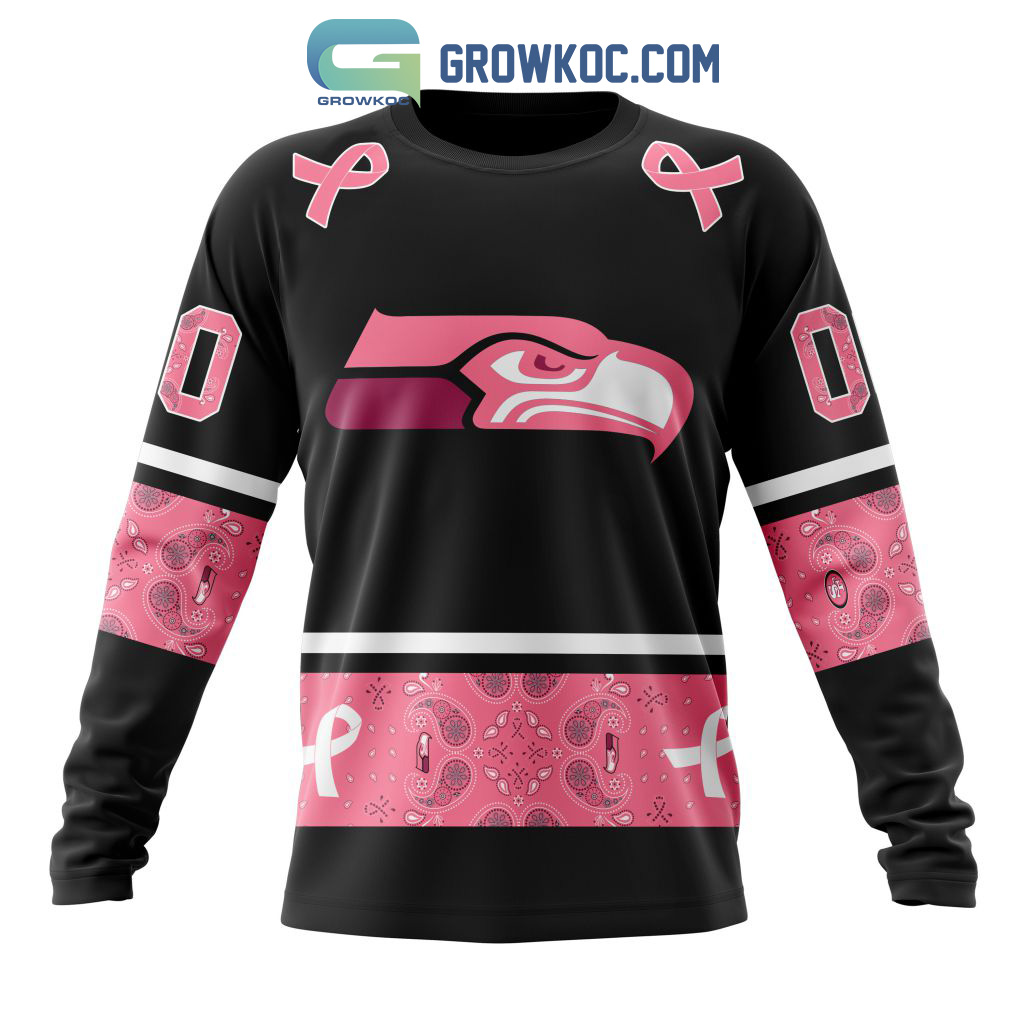 NFL Seattle Seahawks Personalized Special Design Paisley Design We Wear Pink Breast Cancer Hoodie T Shirt