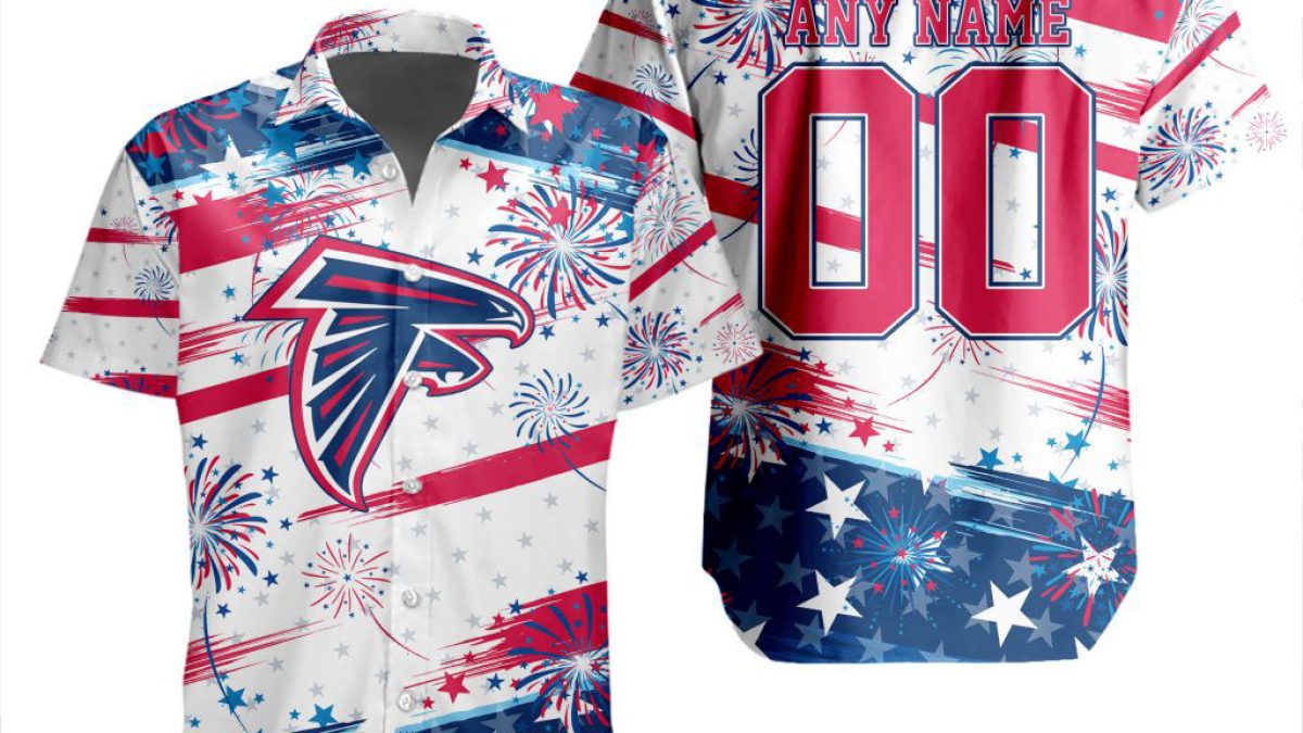 4th Of July Atlanta Falcons NFL Rugby Helmet Hawaiian Shirt Graphic  American Flag