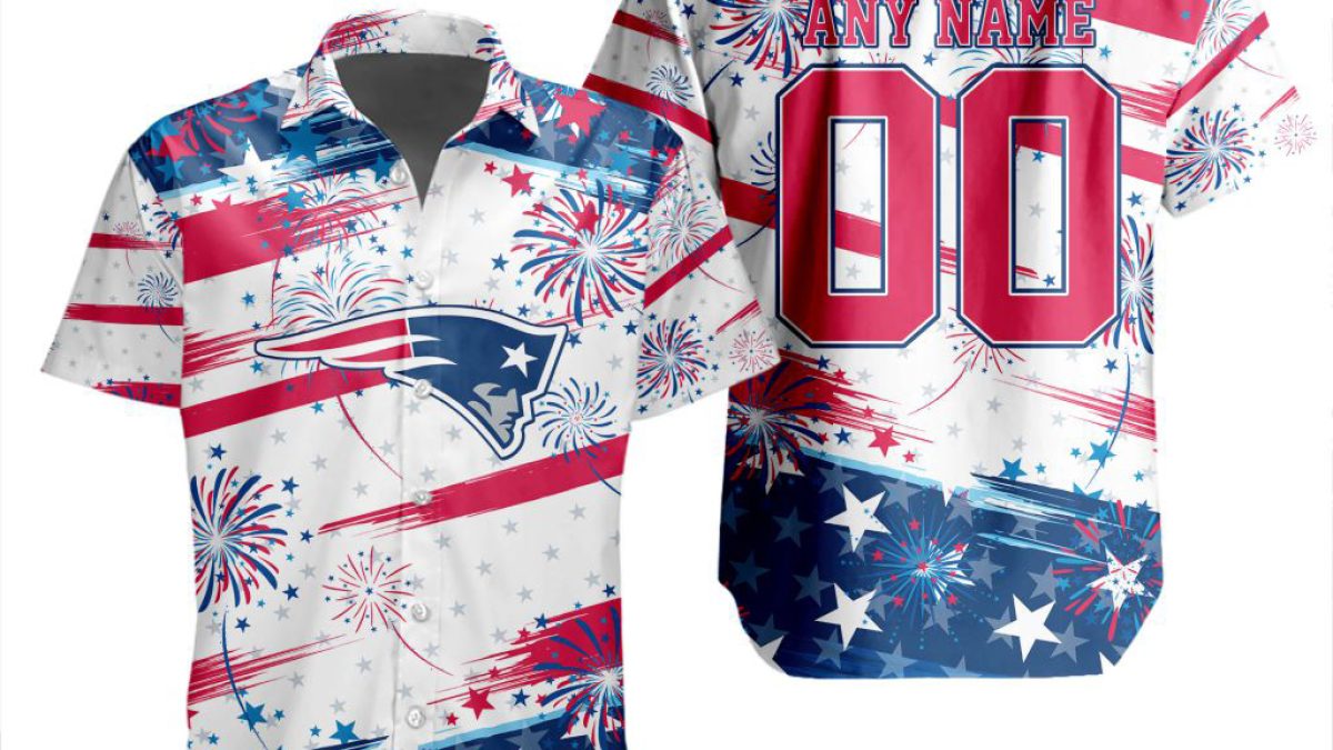 New England Patriots NF And Tropical Pattern Custom Name Hawaiian Shirt