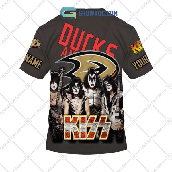 NHL Anaheim Ducks Personalized Collab With Kiss Band Hoodie T Shirt