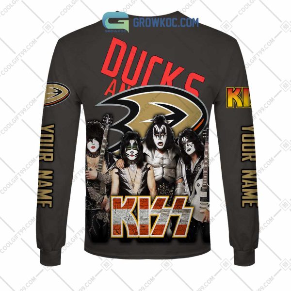 NHL Anaheim Ducks Personalized Collab With Kiss Band Hoodie T Shirt