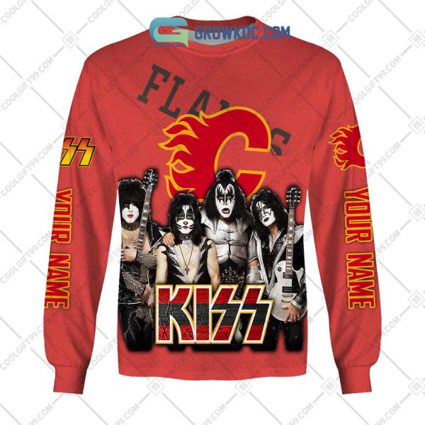NHL Calgary Flames Personalized Collab With Kiss Band Hoodie T Shirt