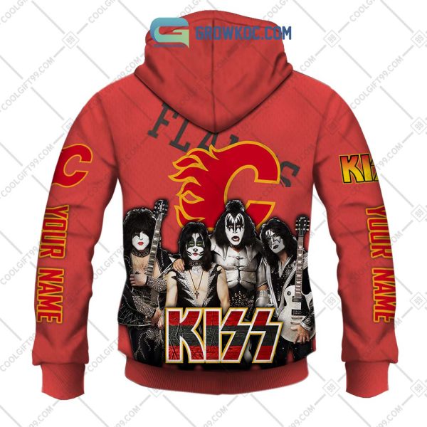 NHL Calgary Flames Personalized Collab With Kiss Band Hoodie T Shirt