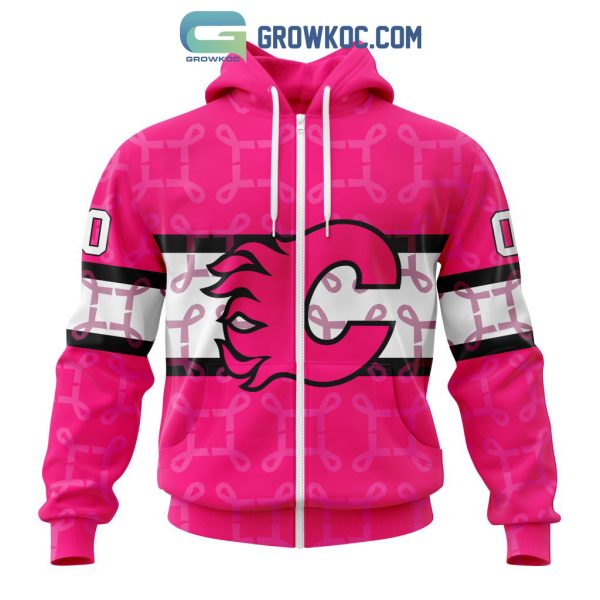 NHL Calgary Flames Personalized Special Design I Pink I Can In October We Wear Pink Breast Cancer Hoodie T Shirt