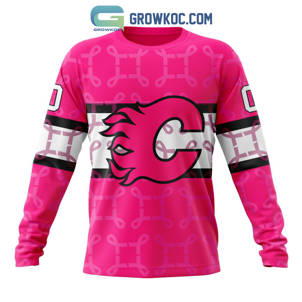 NHL Calgary Flames Personalized Special Design I Pink I Can In October We Wear Pink Breast Cancer Hoodie T Shirt