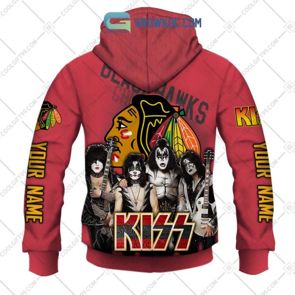 NHL Chicago Blackhawks Personalized Collab With Kiss Band Hoodie T Shirt