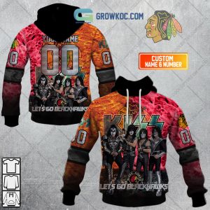 NHL Chicago Blackhawks Personalized Let's Go With Kiss Band Hoodie T Shirt