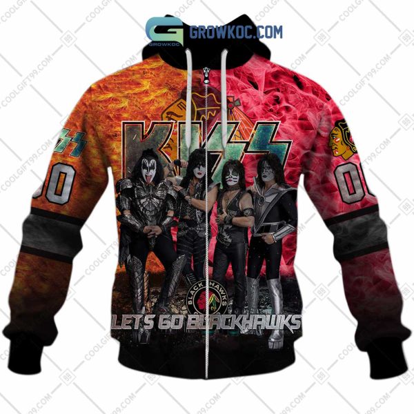 NHL Chicago Blackhawks Personalized Let’s Go With Kiss Band Hoodie T Shirt