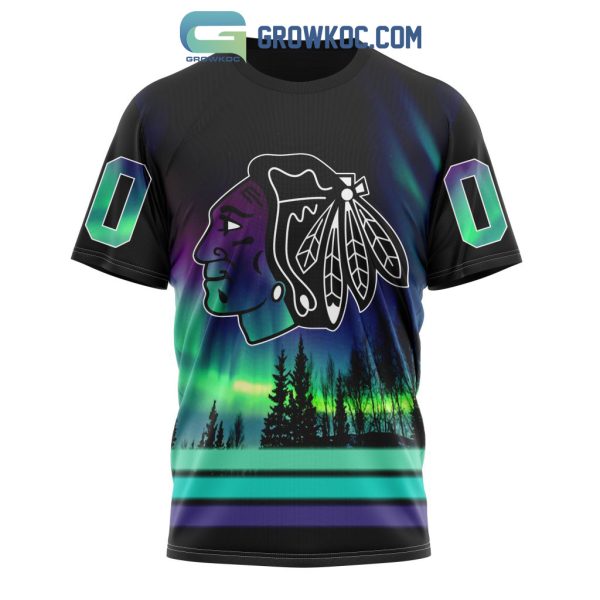 NHL Chicago Blackhawks Personalized Special Design With Northern Lights Hoodie T Shirt