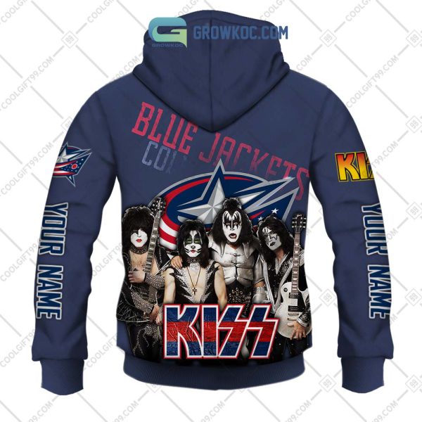 NHL Columbus Blue Jackets Personalized Collab With Kiss Band Hoodie T Shirt