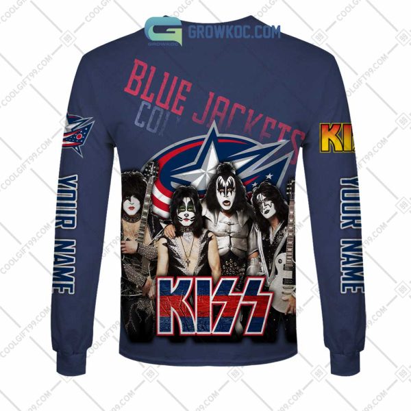 NHL Columbus Blue Jackets Personalized Collab With Kiss Band Hoodie T Shirt