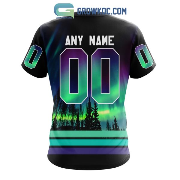 NHL Columbus Blue Jackets Personalized Special Design With Northern Lights Hoodie T Shirt