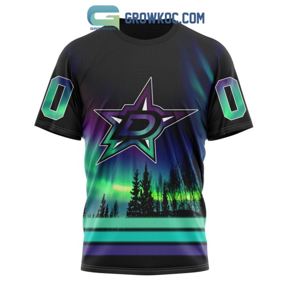 NHL Dallas Stars Personalized Special Design With Northern Lights Hoodie T Shirt