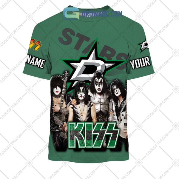 NHL Dallas Stars Reverse Personalized Collab With Kiss Band Hoodie T Shirt