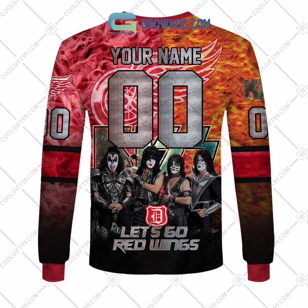 NHL Detroit Red Wings Personalized Let's Go With Kiss Band Hoodie T Shirt