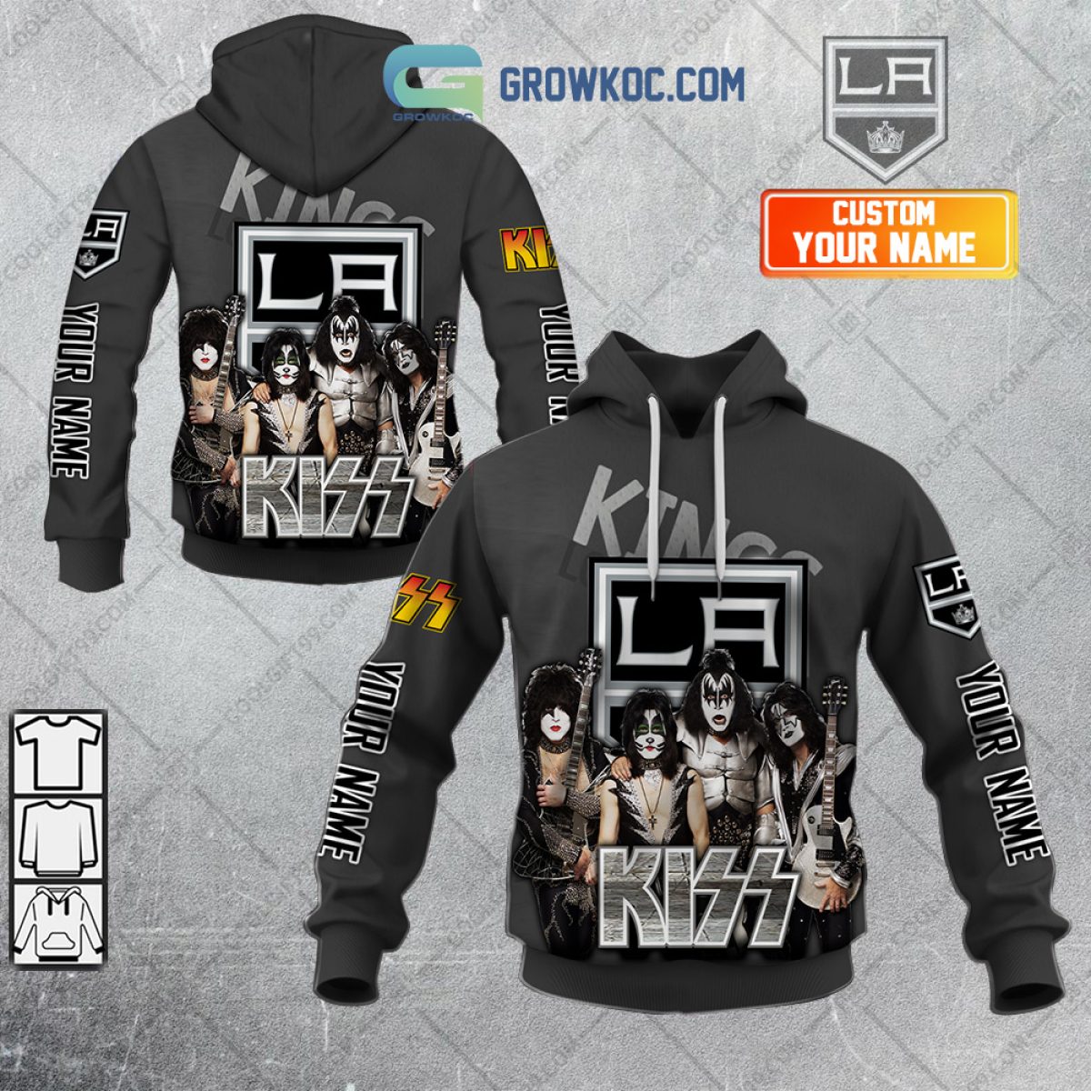 NHL Los Angeles Kings Personalized Collab With Kiss Band Hoodie T Shirt -  Growkoc